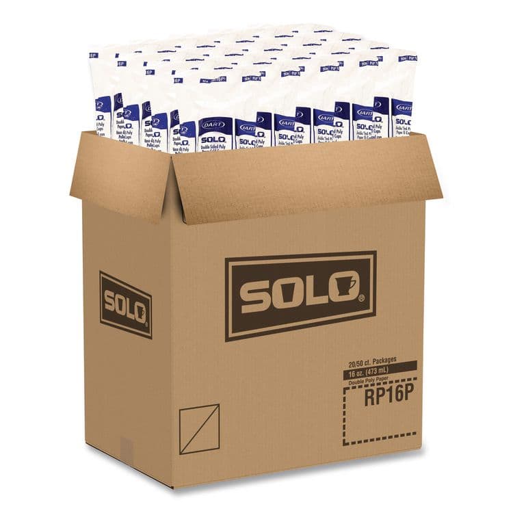 DART Double Sided Poly (DSP) Paper Cold Cups, 16 oz, White, 50 Cups/Sleeve, 20 Sleeves/Carton (SCCRP16P2050) thumbnail 3