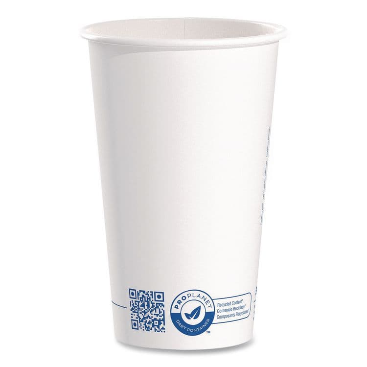 DART Recycled Content PCF Paper Hot Cups, ProPlanet Seal, 16 oz, White/Blue, 1,000/Carton (SCC316RCPLANET)
