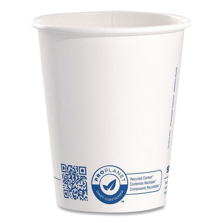 DART Recycled Content PCF Paper Hot Cups, ProPlanet Seal, 10 oz, White/Blue, 1,000/Carton (SCC370RCPLANET)