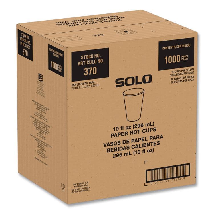 DART Recycled Content PCF Paper Hot Cups, ProPlanet Seal, 10 oz, White/Blue, 1,000/Carton (SCC370RCPLANET) thumbnail 2