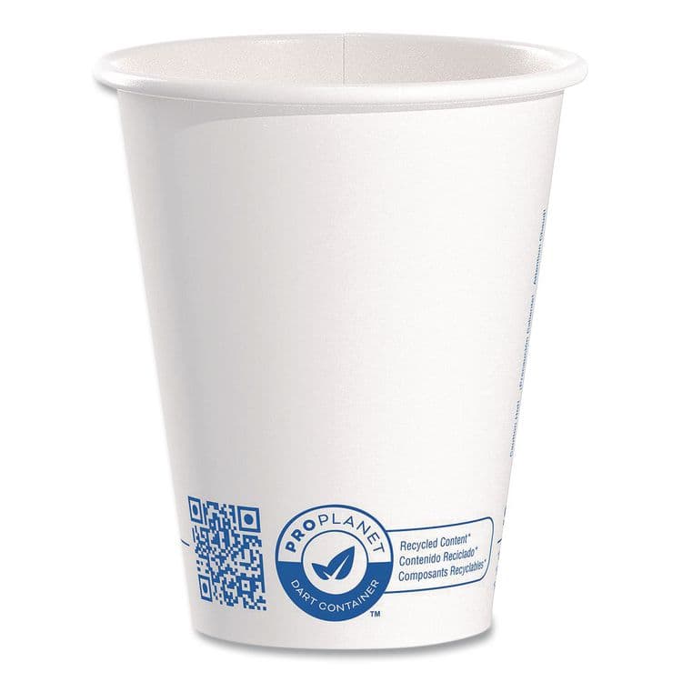 DART Recycled Content PCF Paper Hot Cups, ProPlanet Seal, 8 oz, White/Blue, 1,000/Carton (SCC378RCPLANET)