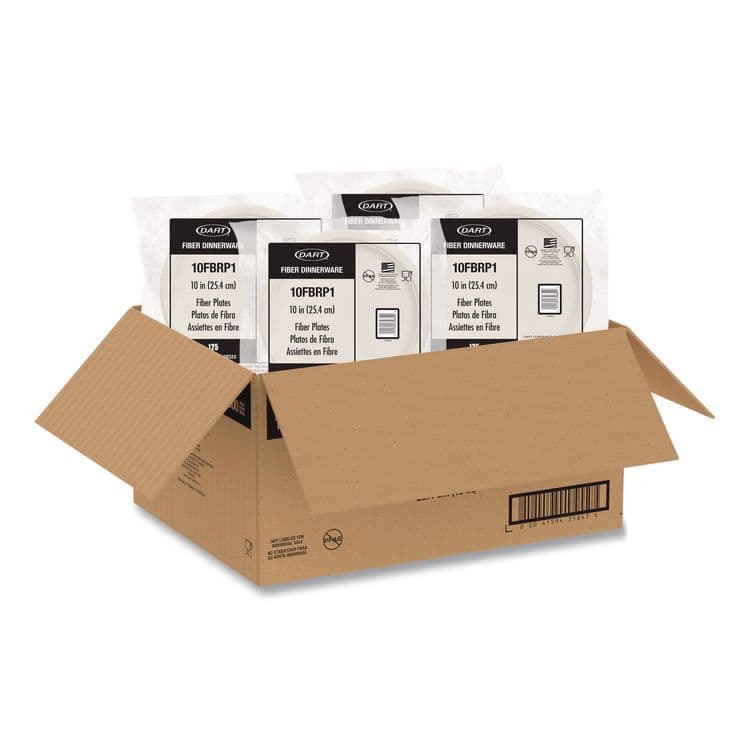 DART Compostable Molded Fiber Dinnerware, ProPlanet Seal, Plate, 10.2" dia, Natural, 500/Carton (DCC10FBRP1) thumbnail 4