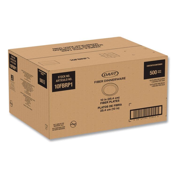 DART Compostable Molded Fiber Dinnerware, ProPlanet Seal, Plate, 10.2" dia, Natural, 500/Carton (DCC10FBRP1) thumbnail 3