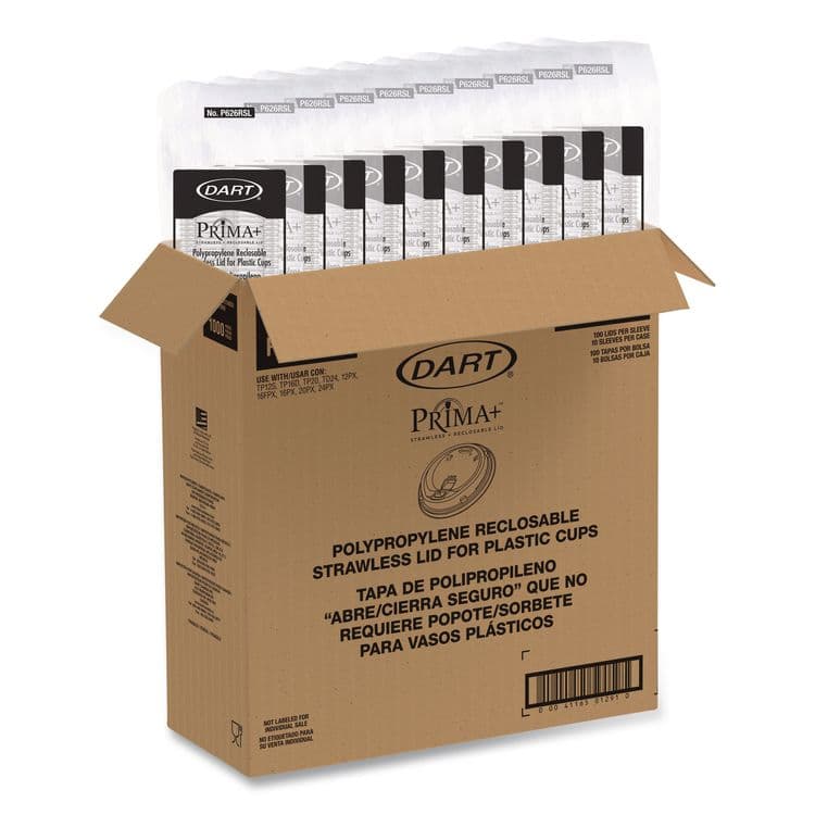DART Prima Strawless Plastic Lids, Fits 12 oz to 26 oz Cold Cups, Clear, 100/Sleeve, 10 Sleeves/Carton (DCCP626RSL) thumbnail 3