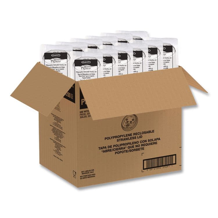 DART Prima Strawless Plastic Lids, Fits 30 oz to 32 oz Cold Cups, Clear, 100/Sleeve, 12 Sleeves/Carton (DCCP3032RSL) thumbnail 3