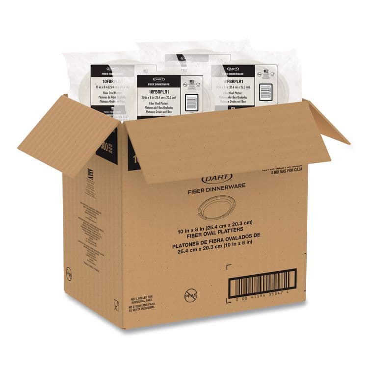 DART Compostable Molded Fiber Dinnerware, ProPlanet Seal, Platter, 10" Diameter, Natural, 500/Carton (DCC10FBRPLR1) thumbnail 4