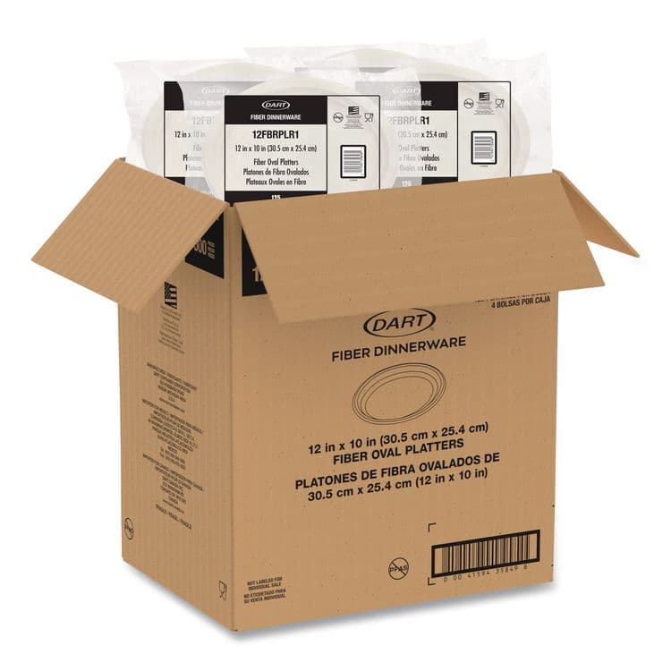 DART Compostable Molded Fiber Dinnerware, ProPlanet Seal, Platter, 12" Diameter, Natural, 500/Carton (DCC12FBRPLR1) thumbnail 4