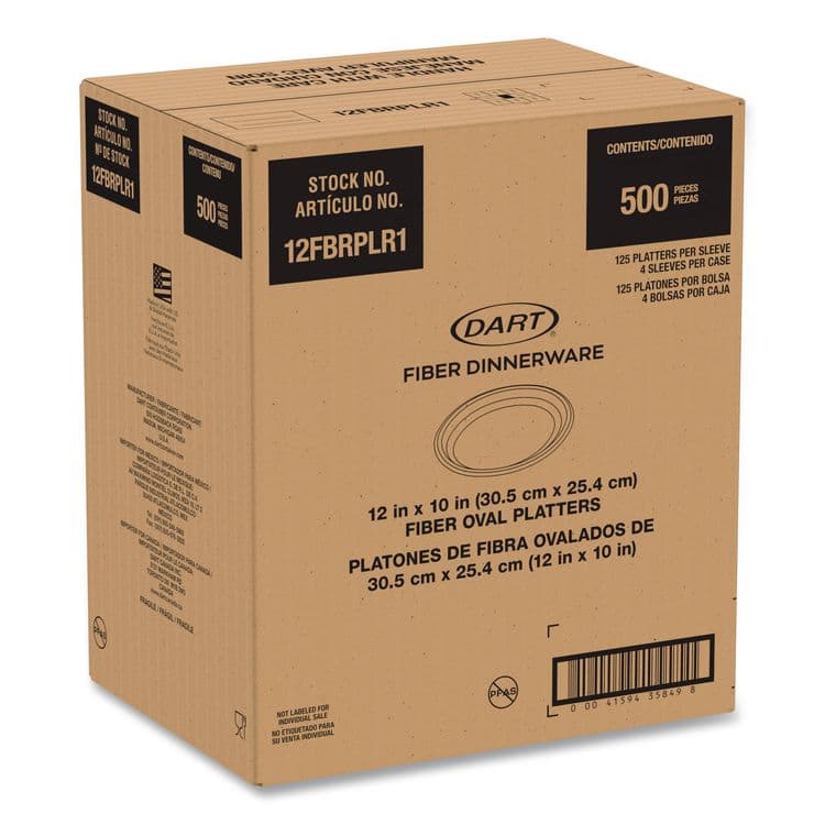 DART Compostable Molded Fiber Dinnerware, ProPlanet Seal, Platter, 12" Diameter, Natural, 500/Carton (DCC12FBRPLR1) thumbnail 3