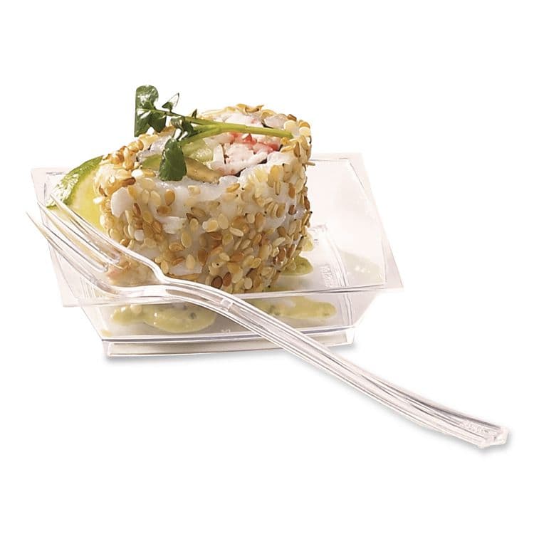 WNA, . Petites Mini Utensils, Medium Duty, Petite Tasting Fork, Plastic, Clear, 500/Carton (WNAAPTFKCL) thumbnail 4