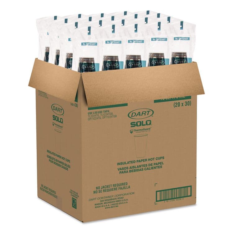 DART Thermoguard Insulated Paper Hot Cups, 16 oz, Steam Print Design, 600/Carton (DCCDWTG16ST) thumbnail 3