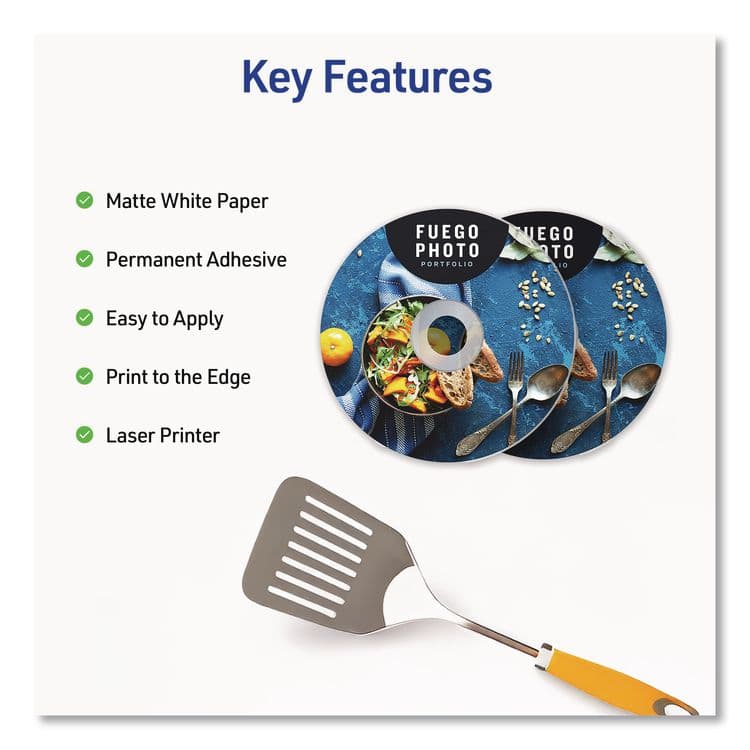 AVERY PRODUCTS CORPORATION Laser CD Labels, Matte White, 40/Pack (AVE5692) thumbnail 2