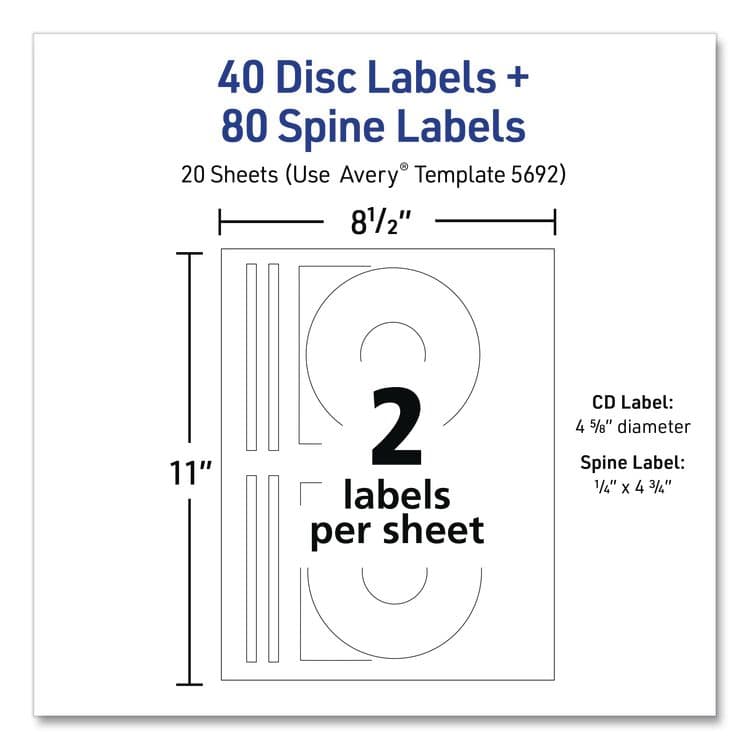 AVERY PRODUCTS CORPORATION Laser CD Labels, Matte White, 40/Pack (AVE5692) thumbnail 3