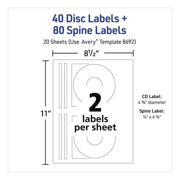 AVERY PRODUCTS CORPORATION Inkjet CD Labels, Matte White, 40/Pack (AVE8692) thumbnail 3