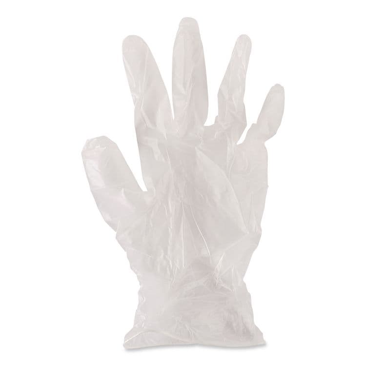 BOARDWALK Exam Vinyl Gloves, Powder-Free, Medium, 3.6 mil Thick, 9.5" Long, Clear, 100/Box, 10 Boxes/Carton (BWK361MCT) thumbnail 3