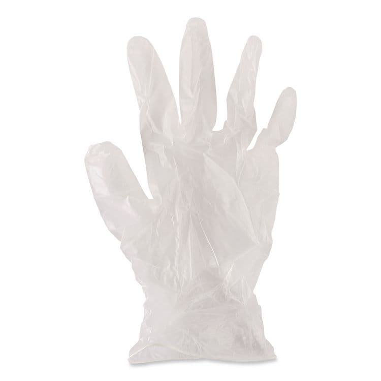 BOARDWALK Exam Vinyl Gloves, Powder-Free, Small, 3.6 mil Thick, 9.5" Long, Clear, 100/Box (BWK361SBX) thumbnail 2
