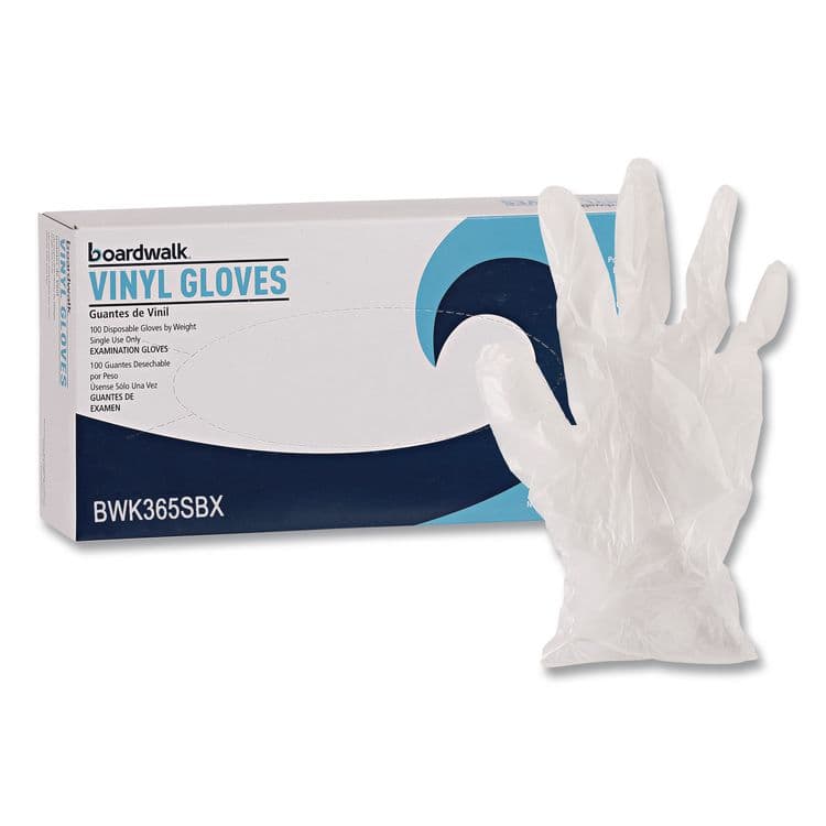 BOARDWALK General Purpose Vinyl Gloves, Powder-Free, Small, 2.6 mil Thick, 9.5" Long, Clear, 100/Box, 10 Boxes/Carton (BWK365SCT) thumbnail 2