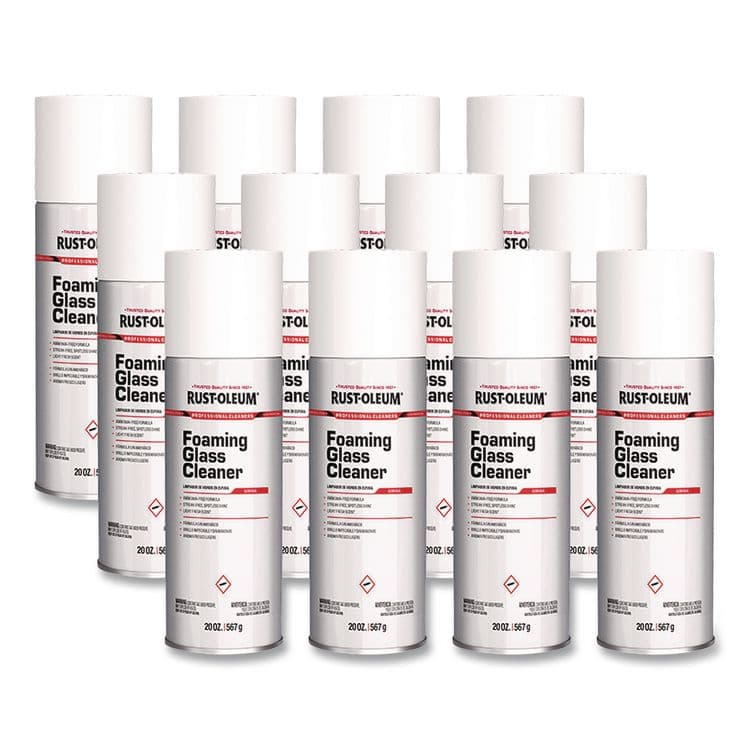 RUST-OLEUM CORPORATION Professional Foaming Glass Cleaner Aerosol, 20 oz Aerosol Spray, 12/Carton (RST381658)