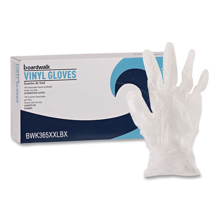 BOARDWALK General Purpose Vinyl Gloves, Powder-Free, XX-Large, 2.6 mil Thick, 9.5" Long, Clear, 100/Box (BWK365XXLBX)