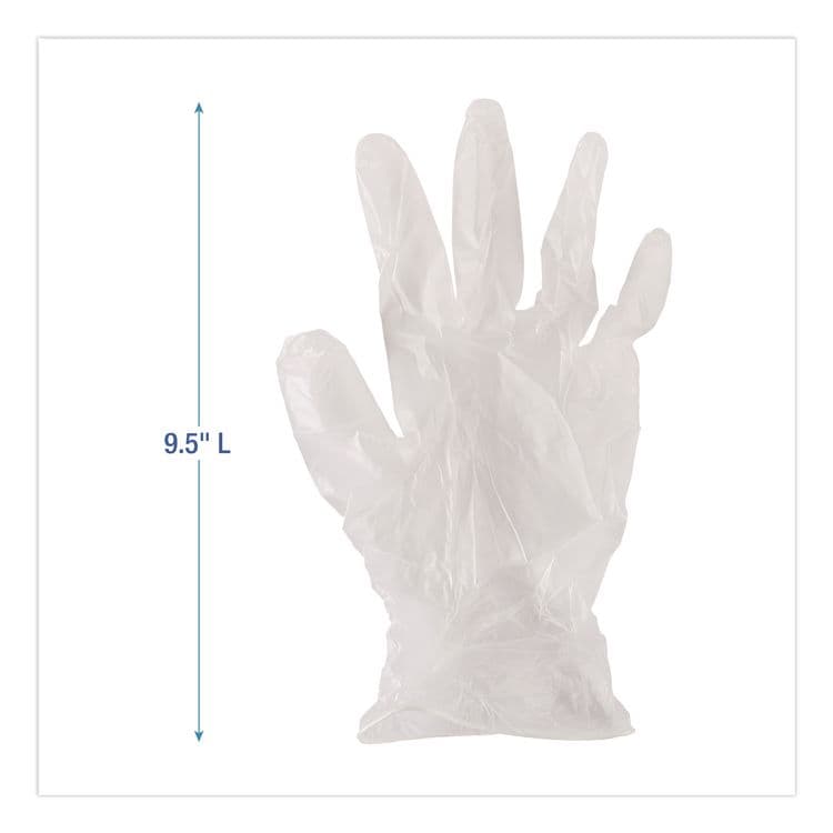BOARDWALK Exam Vinyl Gloves, Powder-Free, Large, 3.6 mil Thick, 9.5" Long, Clear, 100/Box (BWK361LBX) thumbnail 4