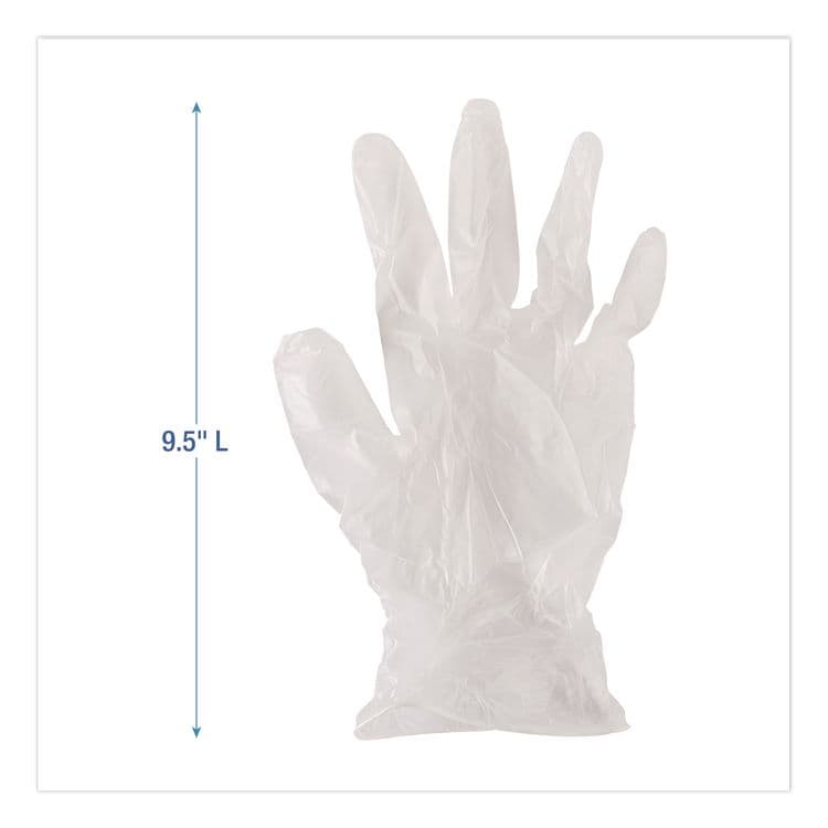 BOARDWALK Exam Vinyl Gloves, Powder-Free, Medium, 3.6 mil Thick, 9.5" Long, Clear, 100/Box (BWK361MBX) thumbnail 4