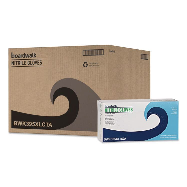 BOARDWALK 395 Series Disposable General-Purpose Nitrile Gloves, Powder-Free, X-Large, 5 mil Thick, 9.5" Long, Blue, 100/BX, 10 BX/CT (BWK395XLCTA)
