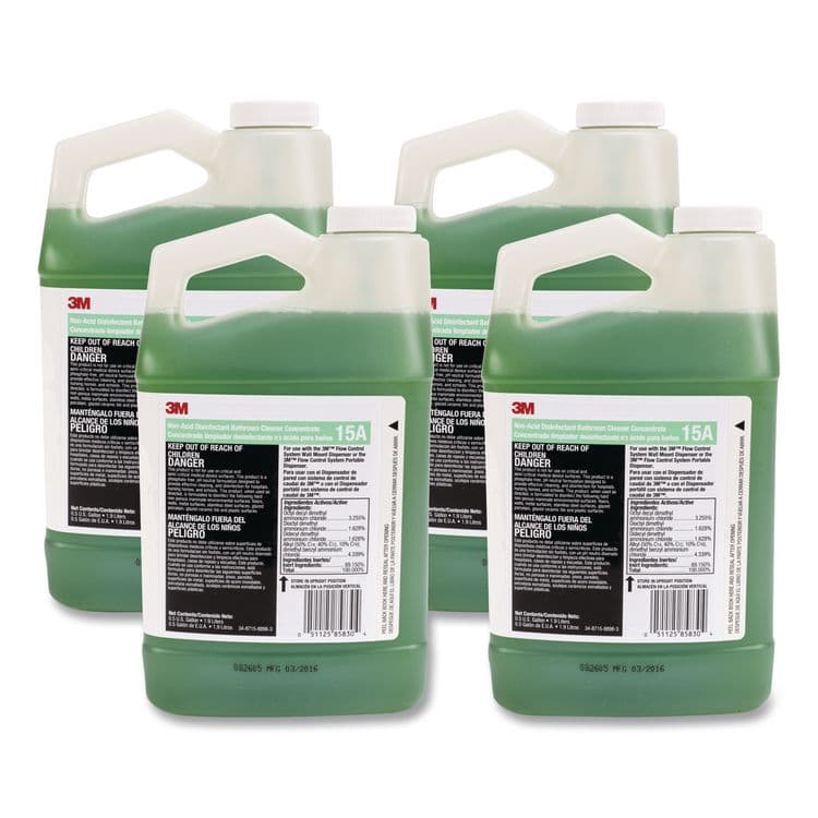 3M/COMMERCIAL TAPE DIV. Non-Acid Disinfectant Bathroom Cleaner Concentrate, 0.5 gal Bottle, 4/Carton (MMM15A)