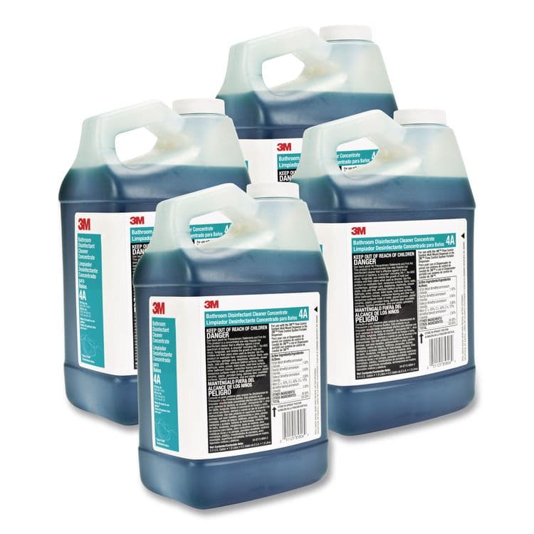 3M/COMMERCIAL TAPE DIV. Bathroom Disinfectant Cleaner Concentrate 4A, Baby Powder Scent, 0.5 gal Bottle, 4/Carton (MMM4A)