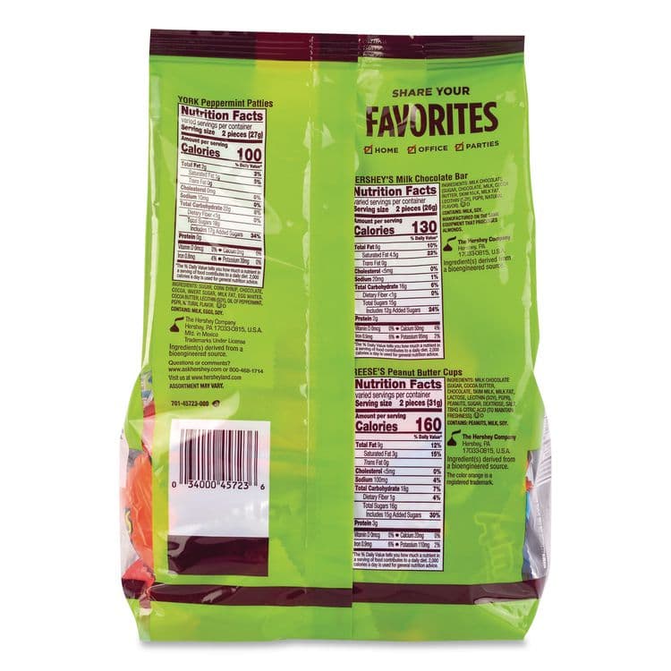 THE HERSHEY COMPANY Candy Snack Size Party Pack, 30.22 oz Bag, 58 Individually Wrapped Pieces (GRR22002590) thumbnail 2