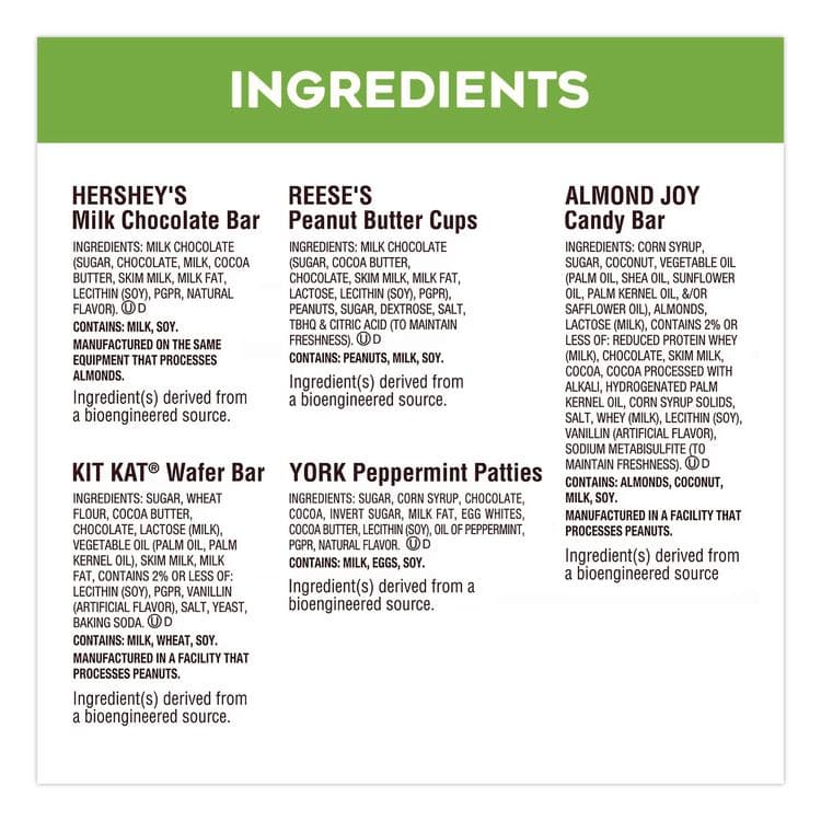 THE HERSHEY COMPANY Candy Snack Size Party Pack, 30.22 oz Bag, 58 Individually Wrapped Pieces (GRR22002590) thumbnail 3