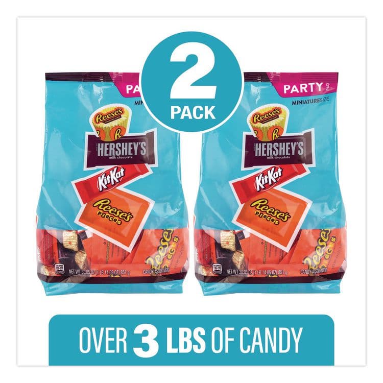 THE HERSHEY COMPANY Milk Chocolate Candy Mini Assortment, 60.1 oz Bag, 2/Carton (GRR60004184) thumbnail 2