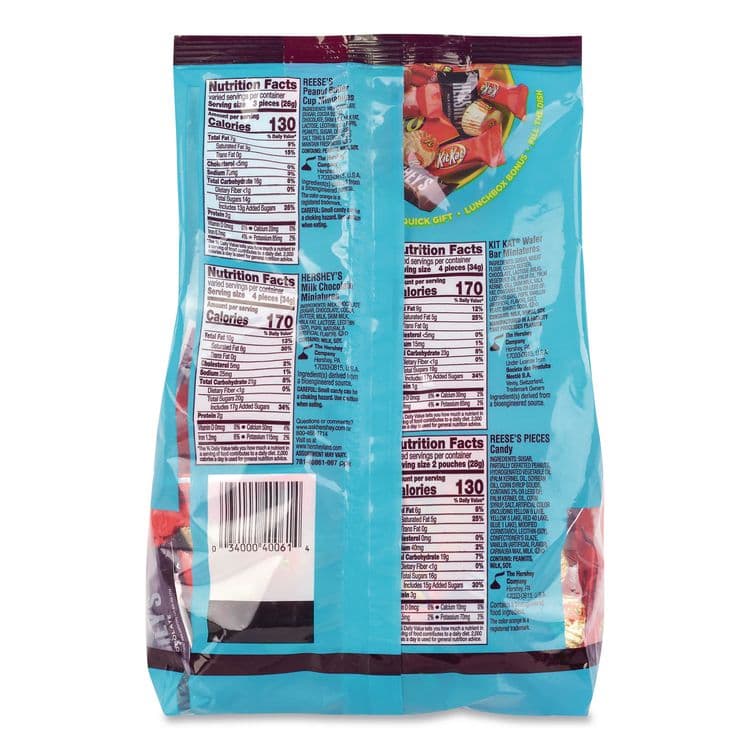 THE HERSHEY COMPANY Milk Chocolate Candy Mini Assortment, 60.1 oz Bag, 2/Carton (GRR60004184) thumbnail 3