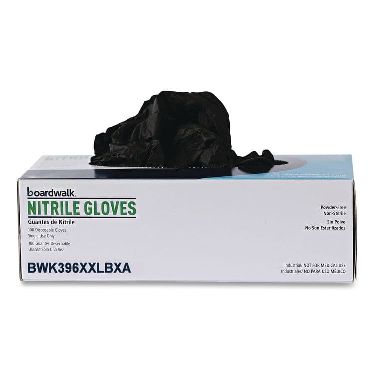 BOARDWALK 396 Series Disposable General-Purpose Nitrile Gloves, Powder-Free, XX-Large, 4.4 mil Thick, 9.5" Long, Black, 100/Box (BWK396XXLBXA) thumbnail 4