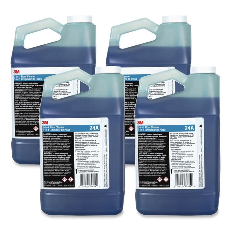 3M/COMMERCIAL TAPE DIV. 3-in-1 Floor Cleaner Concentrate 24A, Fresh Scent, 0.5 gal Bottle, 4/Carton (MMM24A)