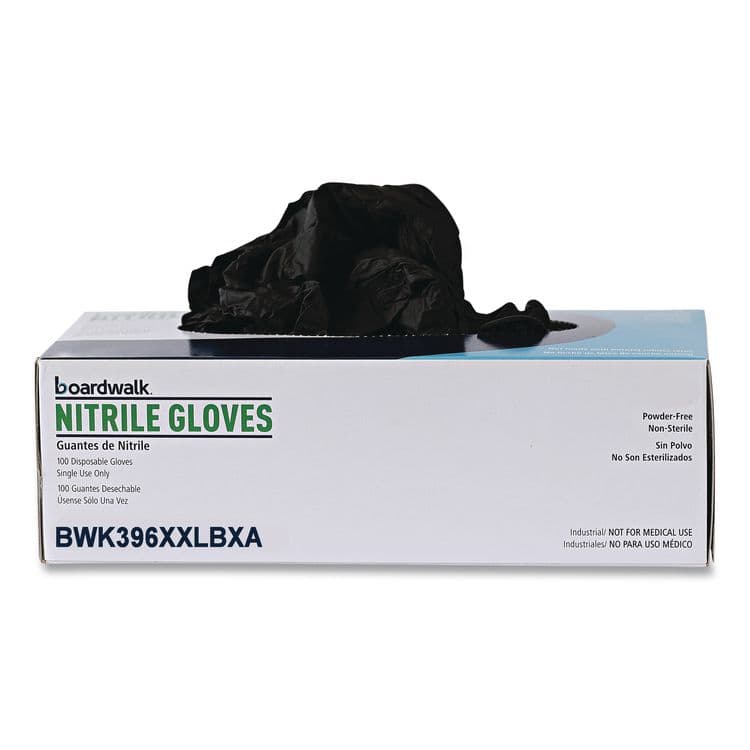 BOARDWALK 396 Series Disposable General-Purpose Nitrile Gloves, Powder-Free, XX-Large, 4.4 mil Thick, 9.5" Long, Black,100/Box,10 BX/CT (BWK396XXLCTA) thumbnail 3