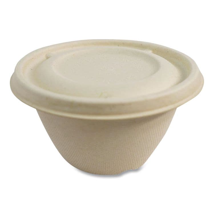 WORLD CENTRIC Fiber Lids for Fiber Barrel Bowls, 4.7" Diameter, Natural, Paper, 500/Carton (WORBBLSC12NLF) thumbnail 2