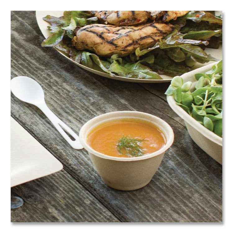 WORLD CENTRIC Fiber Barrel Bowls, 12 oz, 4.5" Diameter x 2.5" h, Natural, Paper, 500/Carton (WORBBSC12NLFP) thumbnail 3