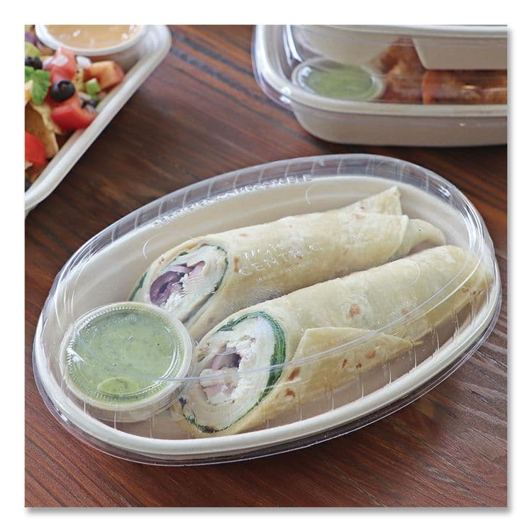 WORLD CENTRIC Fiber Bowls, Burrito Bowl, 32 oz, 9.7 x 5.3 x 1.6, Natural, Paper, 300/Carton (WORBOSCUBBLFP) thumbnail 3