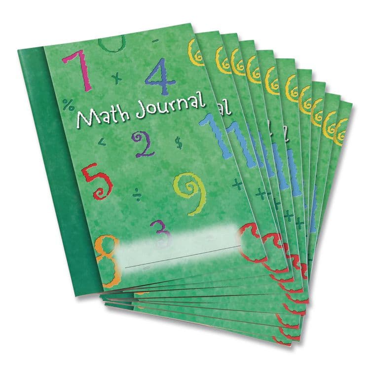 LEARNING RESOURCES Math Journal, Graph Ruled/College Ruled, Green Cover, (64) 9 x 7 Sheets, 10 Journals (LRNLER3468) thumbnail 3