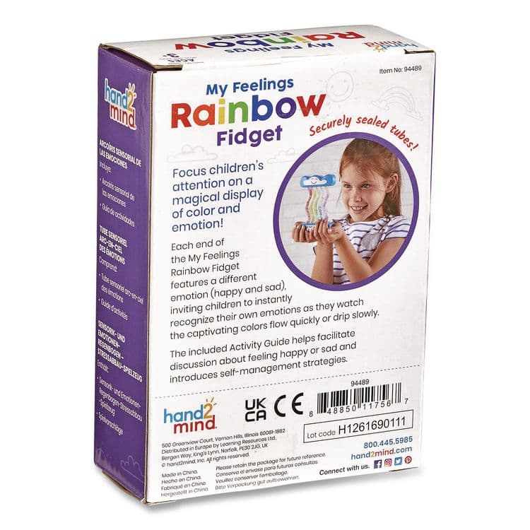 LEARNING RESOURCES My Feelings Rainbow Fidget Tube, Ages 3 and Up, Blue (HDM94489) thumbnail 2