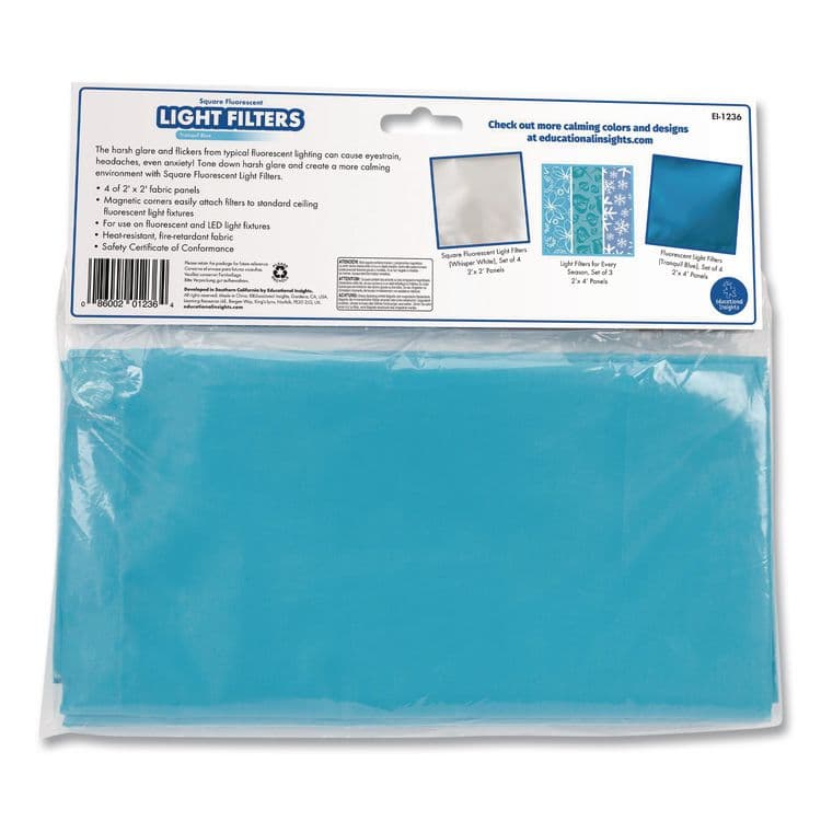 EDUCATIONAL INSIGHTS, Fluorescent Light Filter Covers, Square, 2 ft x 2 ft, Tranquil Blue, 4 Covers (EII1236) thumbnail 2