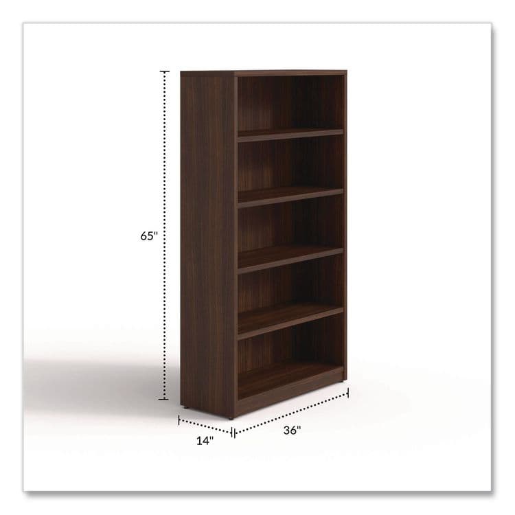 ALERA Alera Seville Bookcase, Five-Shelf, 36w x 14d x 65h, Mahogany (ALESVBC6536MY) thumbnail 2