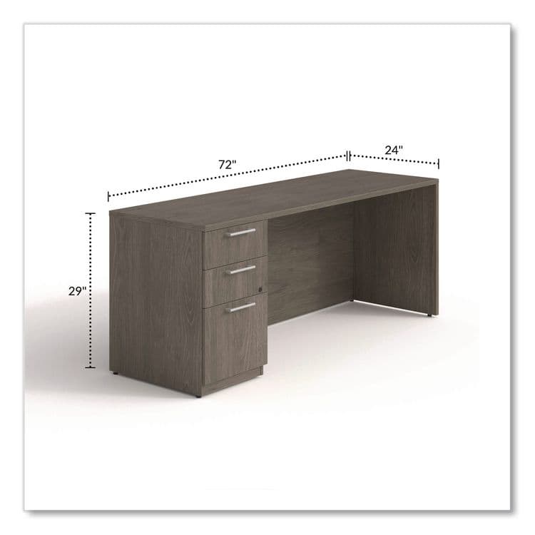 ALERA Alera Seville Series Credenza with Pedestal, Left Pedestal, 72w x 24d x 29h, Walnut (ALESVLSPC7224WA) thumbnail 2