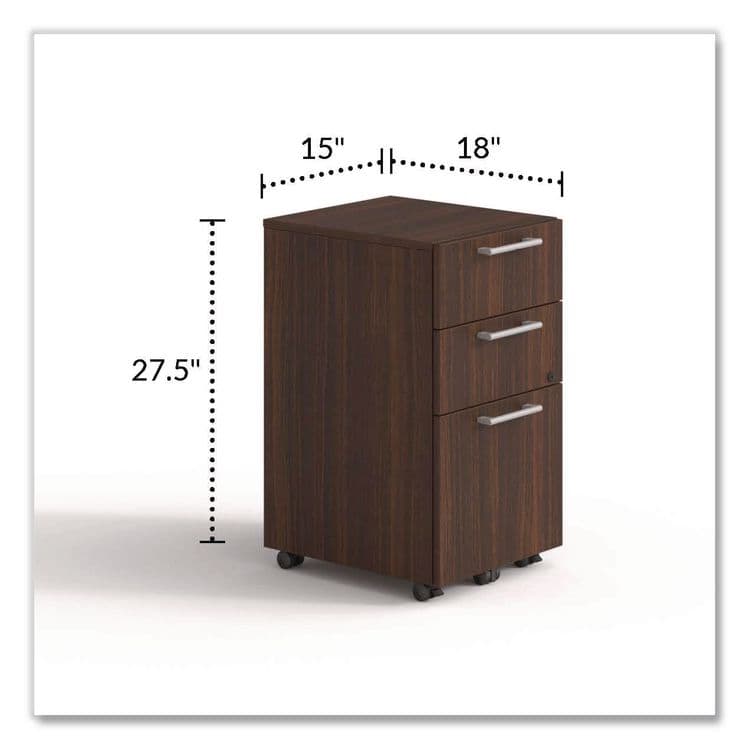 ALERA Alera Seville Series Mobile Pedestal, Left/Right, 3-Drawer: Box/Box/File, Legal, Mahogany, 15" x 18" x 27" (ALESVMPBBFMY) thumbnail 2