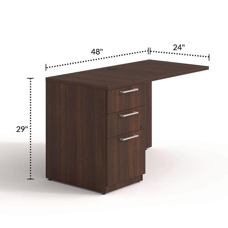 ALERA Alera Seville Series Desk Return with Pedestal, Left, 48" x 24" x 29", Mahogany (ALESVRLP4824MY) thumbnail 2