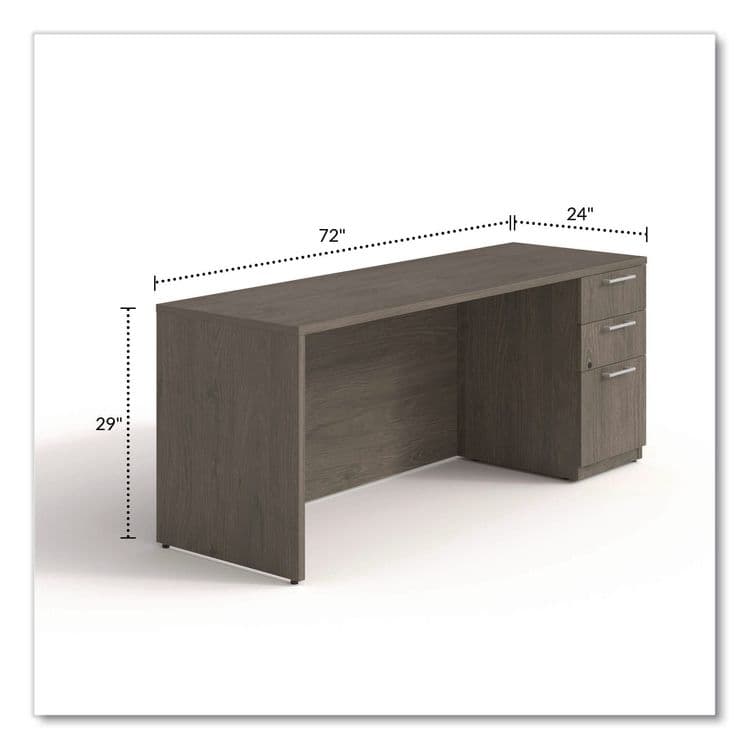 ALERA Alera Seville Series Credenza with Pedestal, Right Pedestal, 72w x 24d x 29h, Walnut (ALESVRSPC7224WA) thumbnail 2