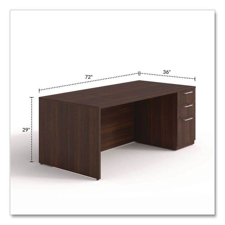 ALERA Alera Seville Series Single Pedestal Desk, Right Pedestal, 72" x 36" x 29", Mahogany (ALESVSPR7236MY) thumbnail 2