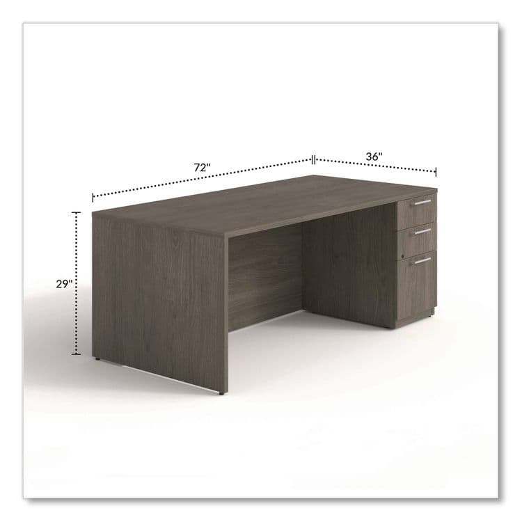 ALERA Alera Seville Series Single Pedestal Desk, Right Pedestal, 72" x 36" x 29", Walnut (ALESVSPR7236WA) thumbnail 2