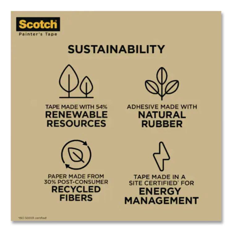 3M/COMMERCIAL TAPE DIV. Greener Masking Tape 2050, 3" Core, 0.94" x 60 yds, Beige (MMM205024A) thumbnail 4