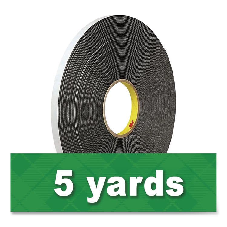 3M/COMMERCIAL TAPE DIV. 4466 Double-Coated Foam Tape, 1" Core, 1" x 5 yds, Black (MMM074446615) thumbnail 3