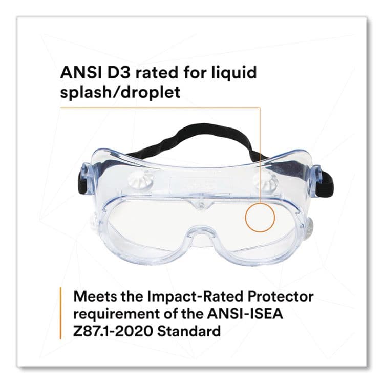 3M/COMMERCIAL TAPE DIV. 334 Safety Splash Goggles, Clear Lens, Clear Frame (MMM406600000010) thumbnail 3